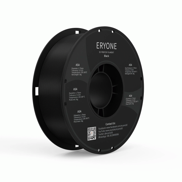 ASA пластик ERYONE для 3D-принтера 1.75 мм 1 кг Чорний