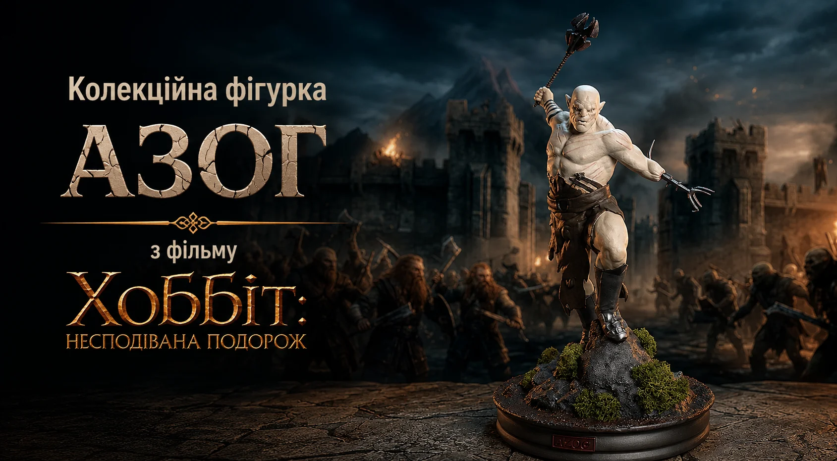 Колекційна фігурка Азог 45 см із фільму «Хоббіт: Несподівана подорож», надрукована на 3D-принтері